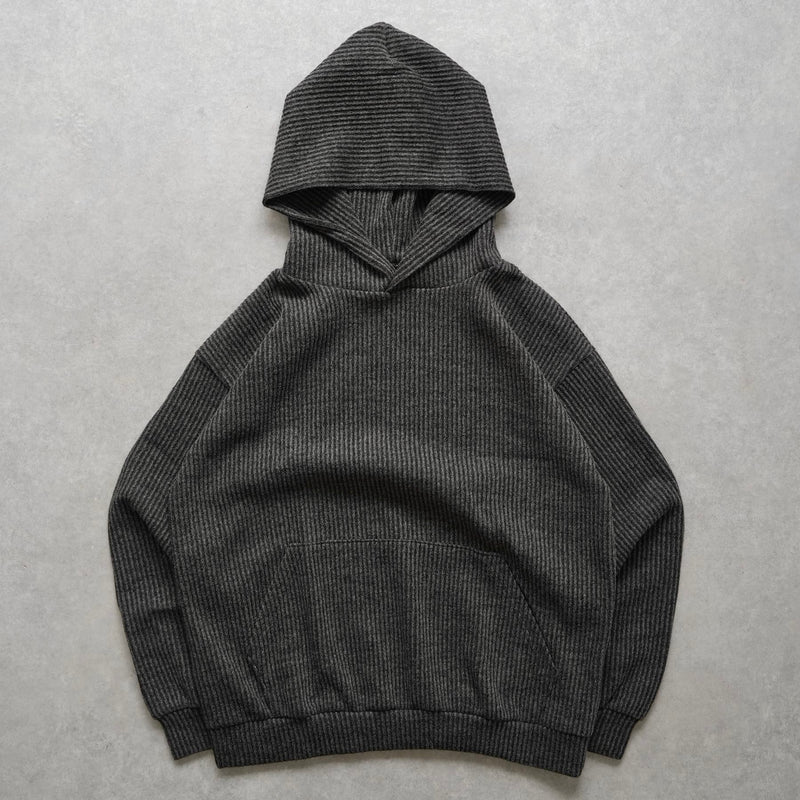 【SAMPLE】vintage like knit hoodie / charcoalディティール画像