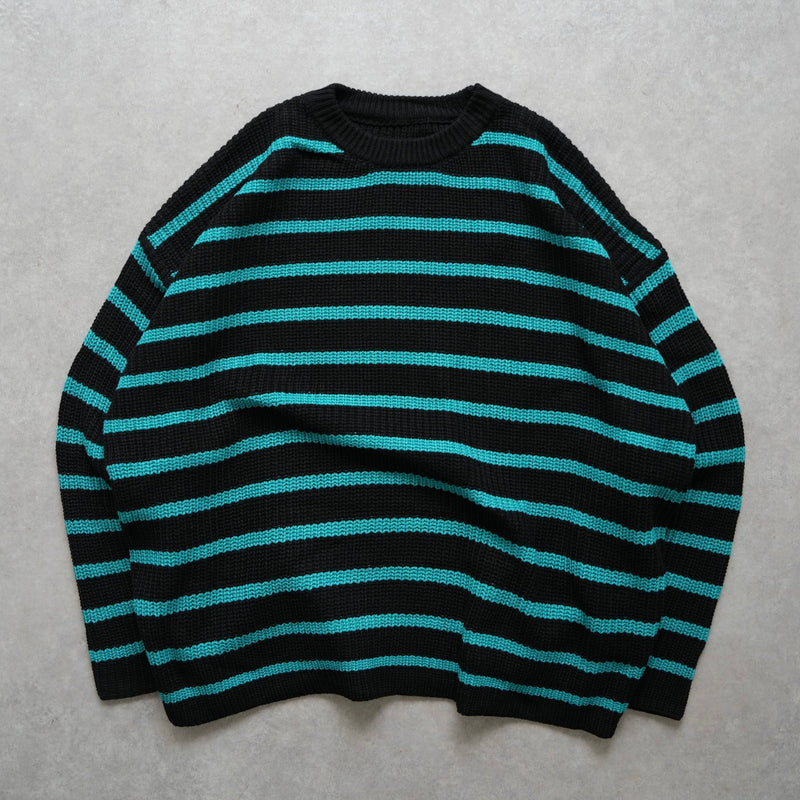 【SAMPLE】loose silhouette border knit  / mintディティール画像