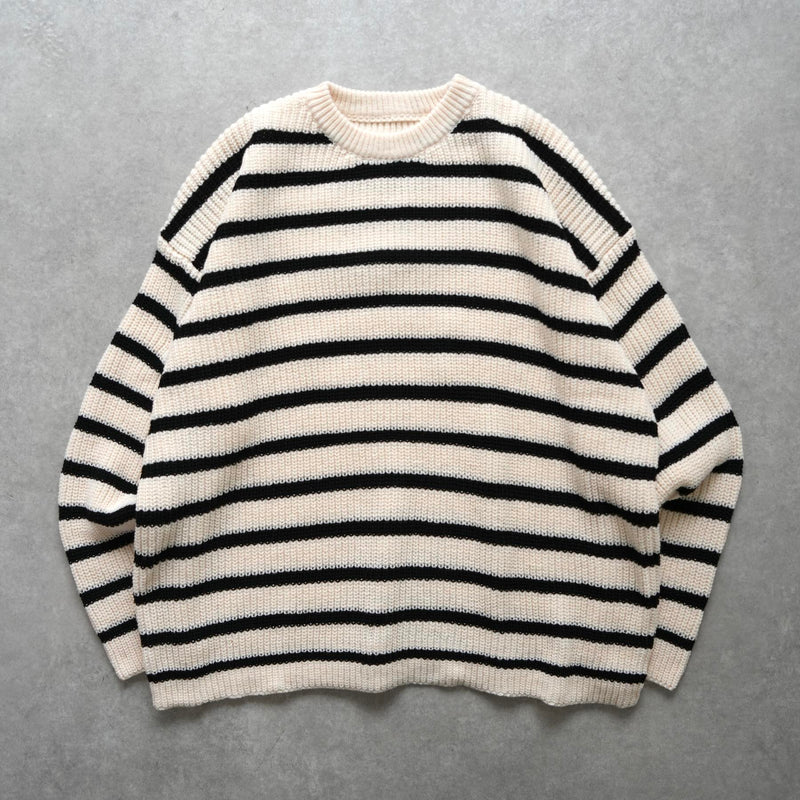 【SAMPLE】loose silhouette border knit  / ivoryディティール画像