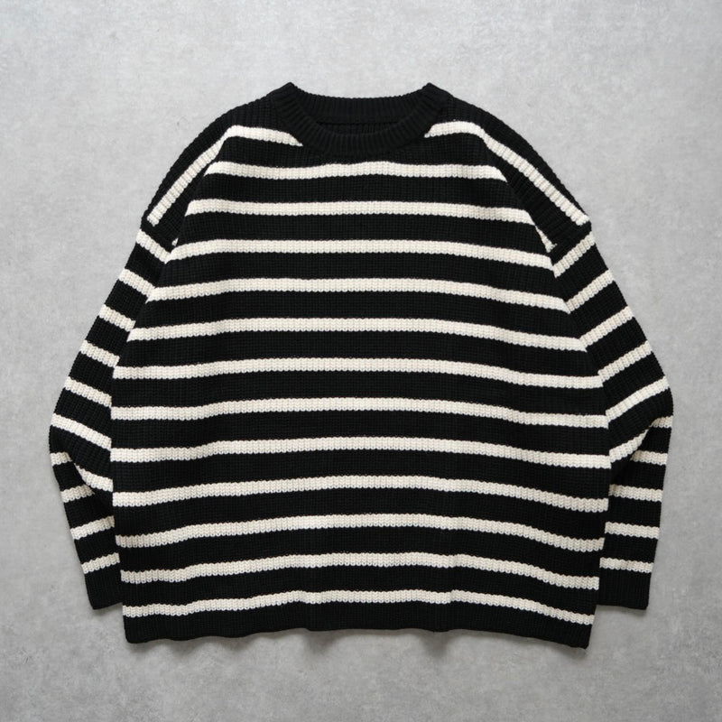 【SAMPLE】loose silhouette border knit  / blackディティール画像