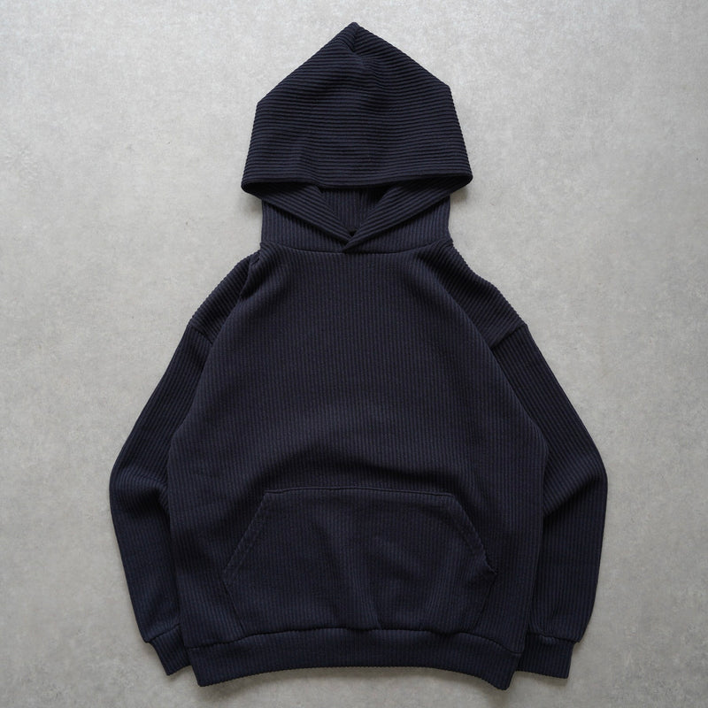 【SAMPLE】vintage like knit hoodie / blackディティール画像