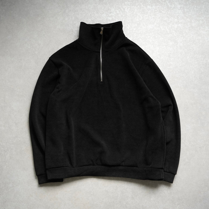 【SAMPLE】corduroy half zip pullover / blackディティール画像