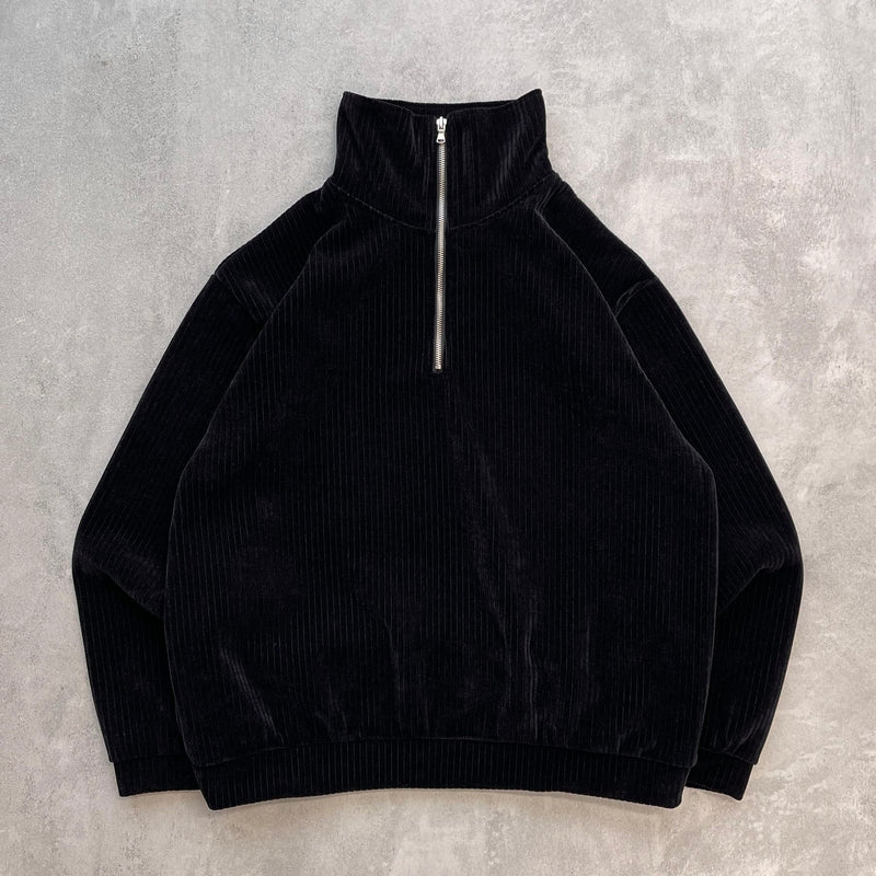 【SAMPLE】corduroy half zip pullover / blackディティール画像