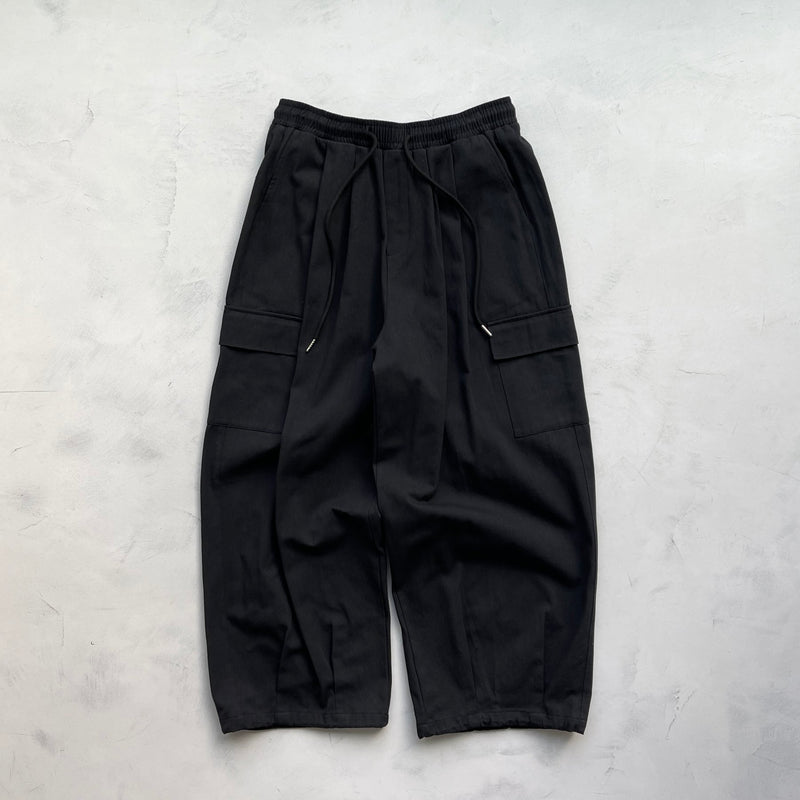 【SAMPLE】tuck wide cargo pants / blackディティール画像