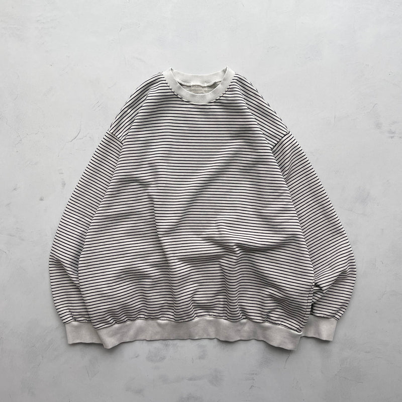 【SAMPLE】 loose silhouette border sweat / ivoryディティール画像