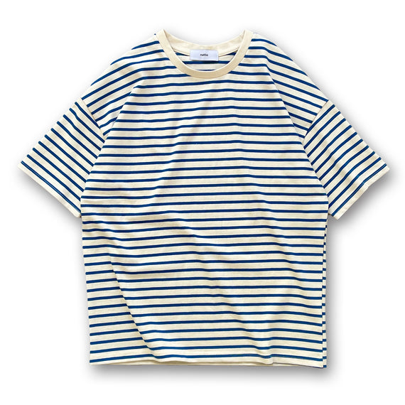 loose silhouette border tee / blue