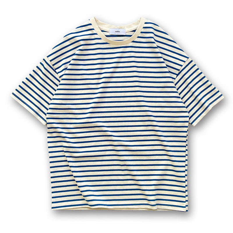 loose silhouette border tee / blueディティール画像