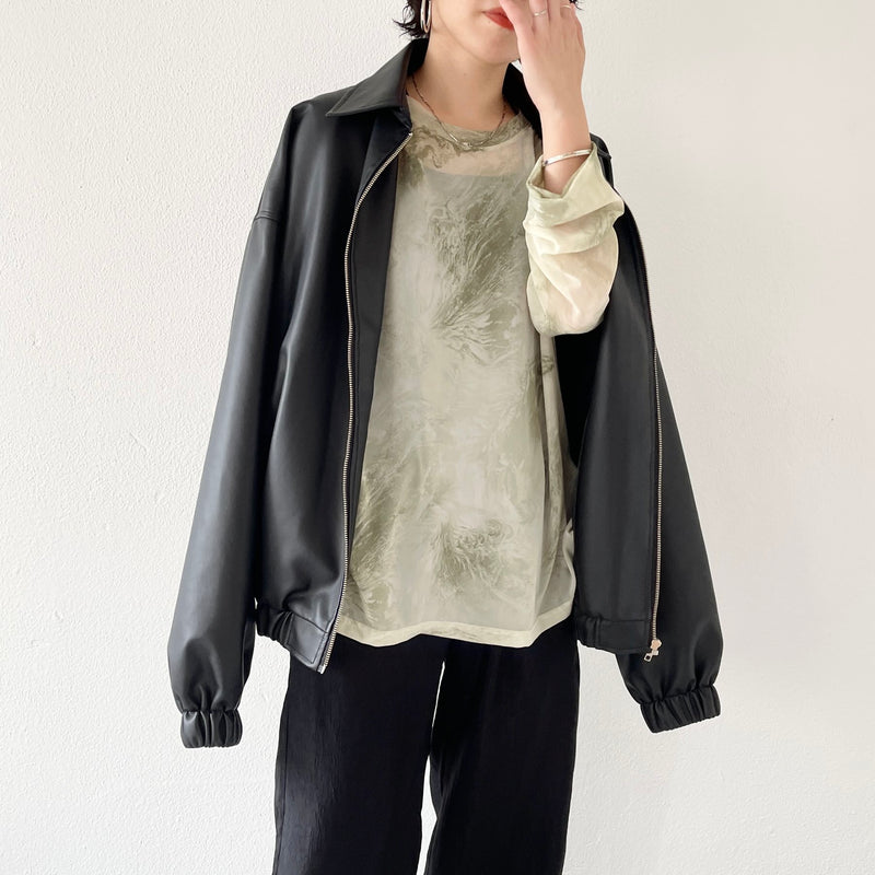 standard fake leather blouson / black（スタンダード フェイク