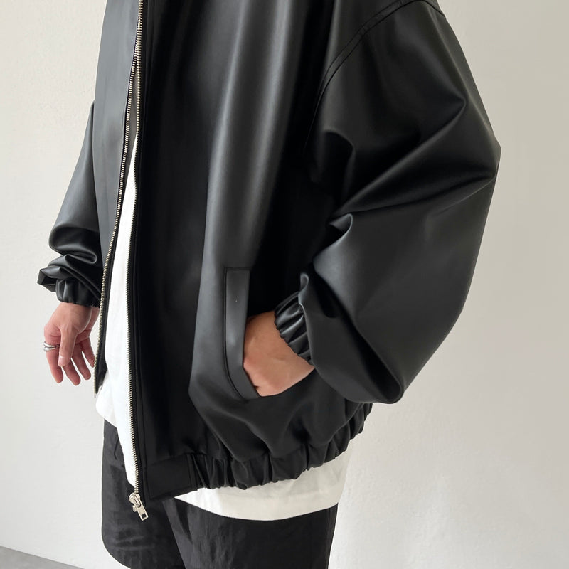 smooth eco leather blouson / black（スムースエコレザーブルゾン ...