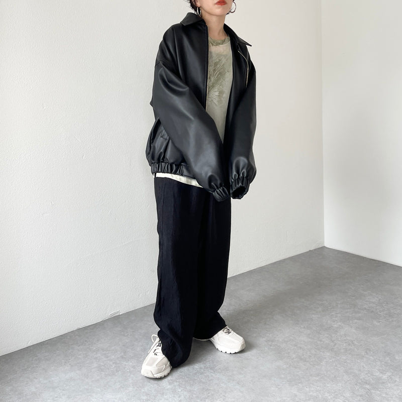 standard fake leather blouson / black（スタンダード フェイク