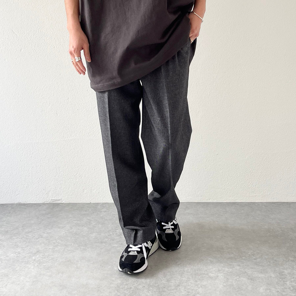 double tuck slacks pants / gray（ダブルタックスラックスパンツ 