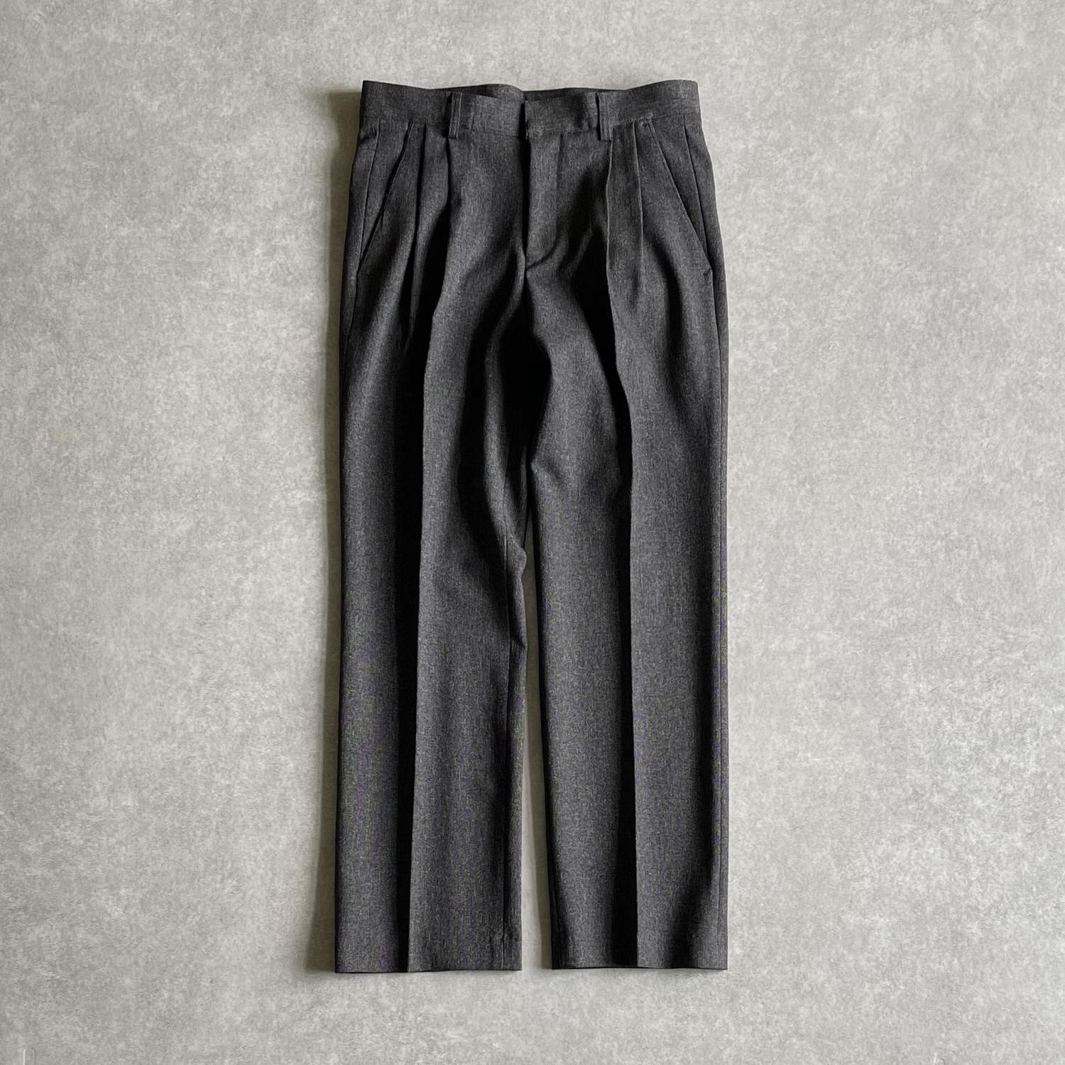 double tuck slacks pants / gray（ダブルタックスラックス
