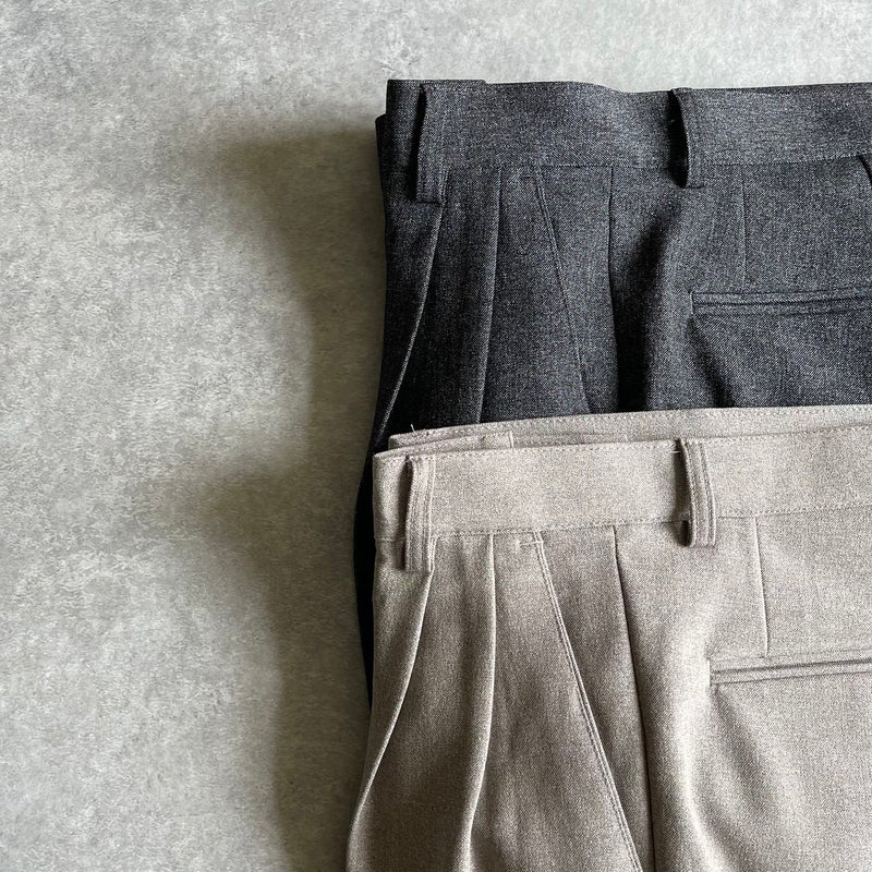 double tuck slacks pants / gray（ダブルタックスラックスパンツ 