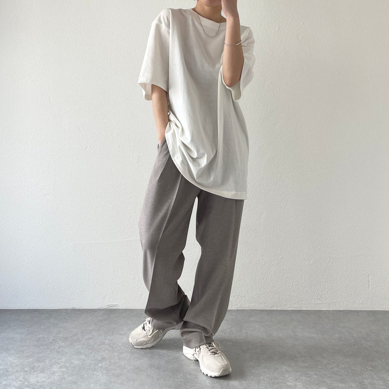 double tuck slacks pants / beige（ダブルタックスラックスパンツ