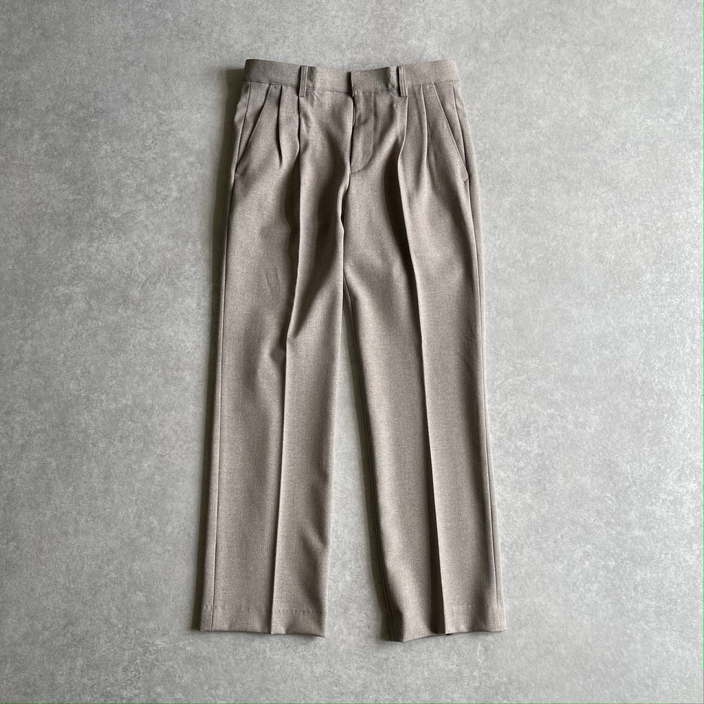 double tuck slacks pants / beige（ダブルタックスラックスパンツ