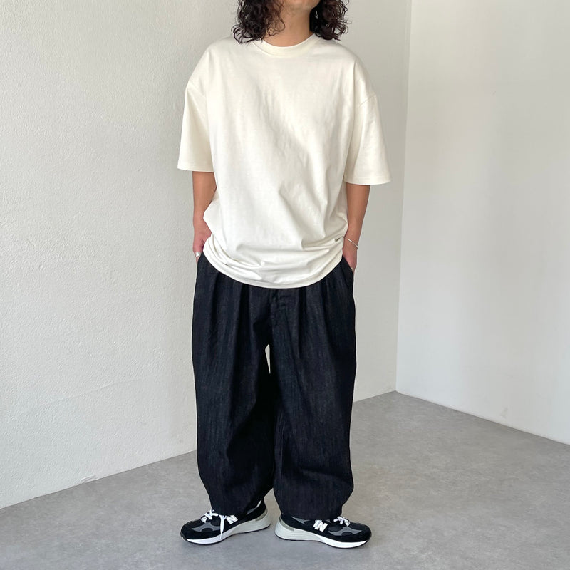 デニム・ジーパン Swing balloon fit denim black atelier SOMETHING TLEB BALLOON DENIM PANTS/カーブデニム
